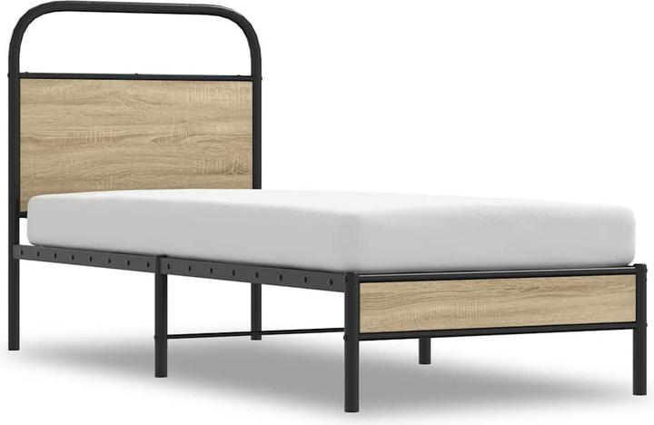 Produktbild VidaXL Bettgestell ohne Matratze 100x190 cm Räuchereiche Holzwerkstoff (100 x 190 cm)