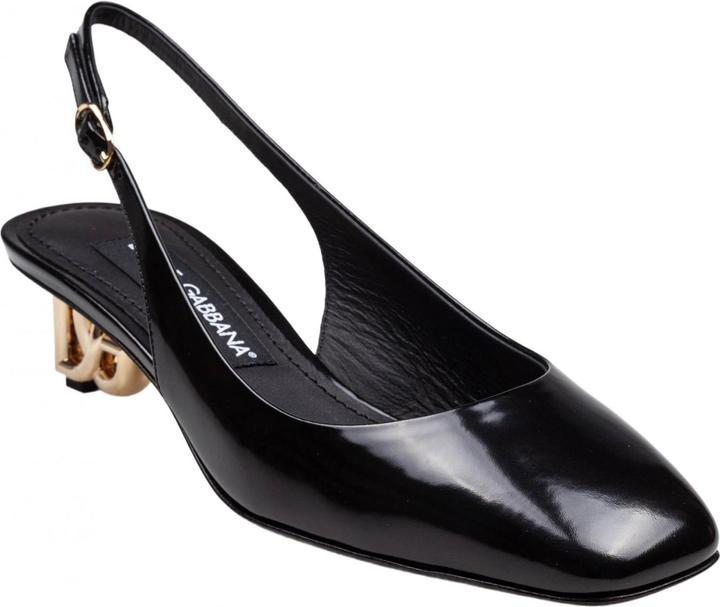 Actual product image Dolce & Gabbana slingback in black patent leather with dg heel (40)