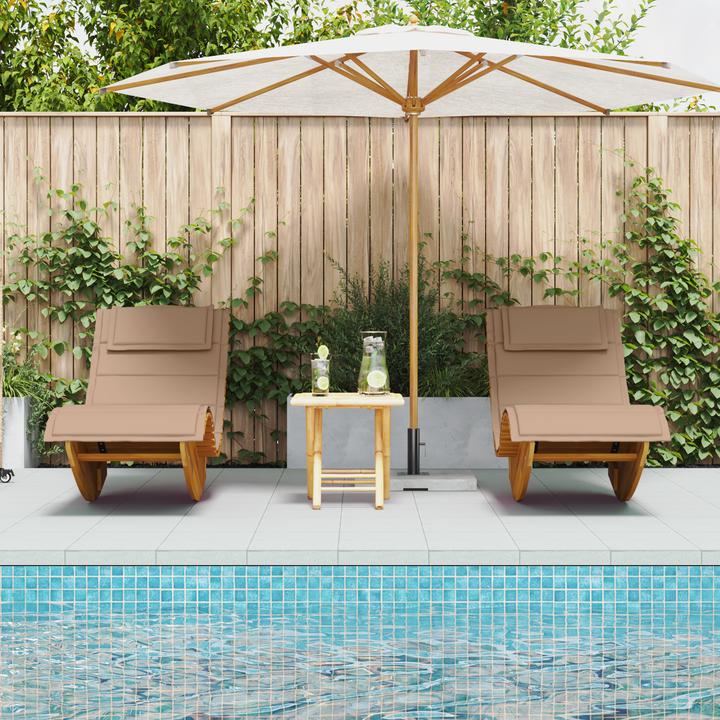 Produktbild VidaXL Sonnenliege Set aus 2 Taupe Massivholz Akazie Standard (3 cm)