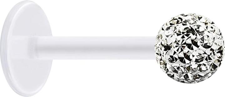 Produktbild Star Piercing Micro Labret transparent mit Kristallkugel silber und Epoxy Schutzschicht (ohne Messing, Chirurgenstahl 316L, Bioflex)