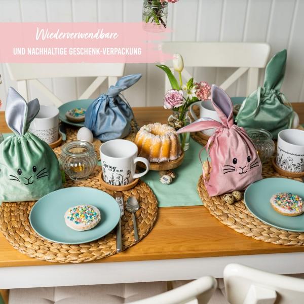 Produktbild Papierdrachen Oster Stoffsäckchen - Samt mit Ohren - Set 1 (Geschenkbox, 3 x)