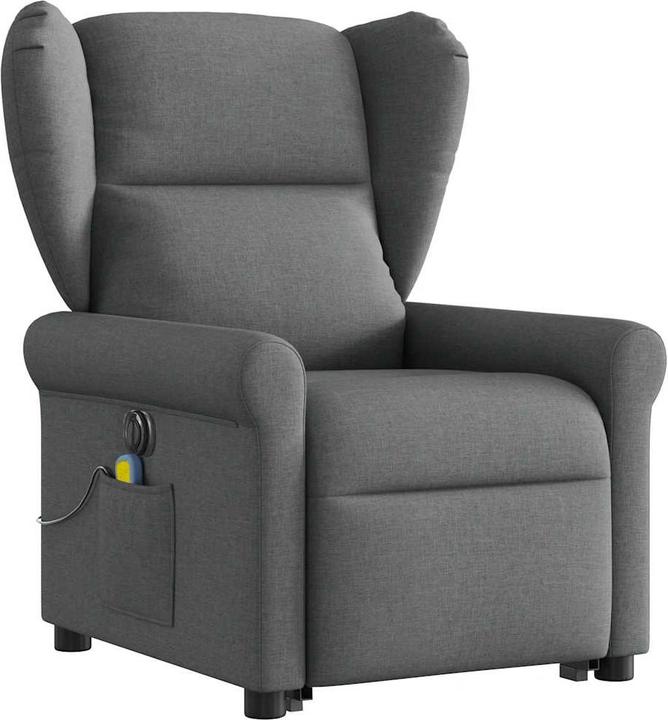 VidaXL Elektrischer Massagesessel mit Aufstehhilfe Dunkelgrau Stoff