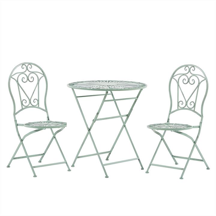 Produktbild Beliani Balkonset grün Metall 2 Stühle Klapptisch TRENTO (70 cm)