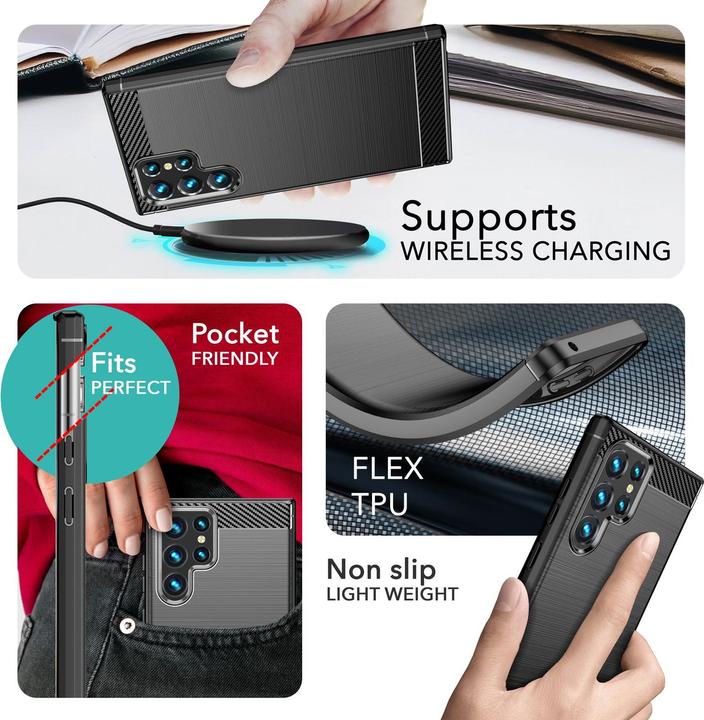 Image du produit Nalia Étui en silicone aspect carbone (Samsung Galaxy S24 Ultra)