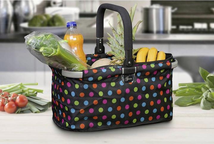 Actual product image Genius Shopping basket Falko, black w. coloured dots