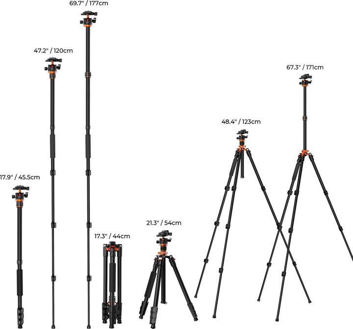 Image du produit K&F Concept K254A3+BH-28L Trépied en alliage d'aluminium et de magnésium