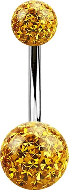 Star Piercing Banane silber mit zwei Kristall Kugeln topaz Epoxy Schutzschicht (ohne Messing, Titan G23)