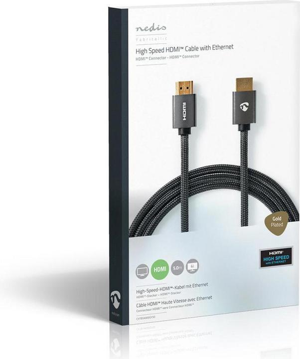 Image du produit Nedis Câble HDMI High Speed avec Ethernet| HDMI mâle|| 4Ka60Hz| - Câble - Digital/D (5 m, HDMI)