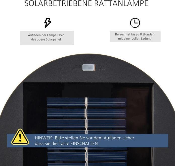 Immagine prodotto Swisshandel24 Lampada solare, lampada solare in rattan, marrone, 21,5x21,5x61cm (IP44)