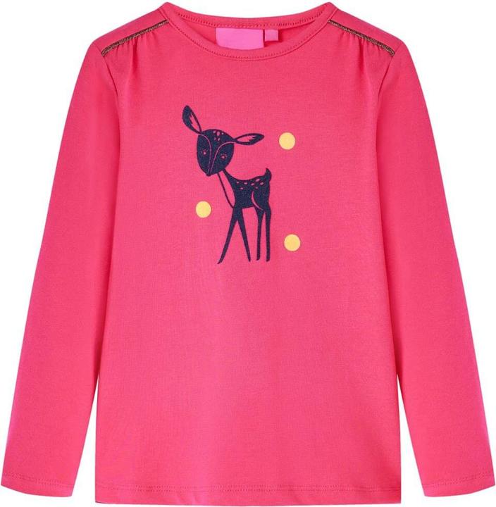 VidaXL Kinder-Langarmshirt Knallrosa 140,Material: 95 % Baumwolle (140)