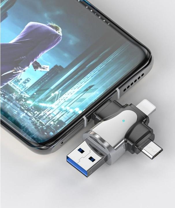 Produktbild PowerGuard 4 in 1 USB-C Lightning MicroUSB & MicroSD Card Reader Adapter (USB Typ C, Lightning, Micro USB)