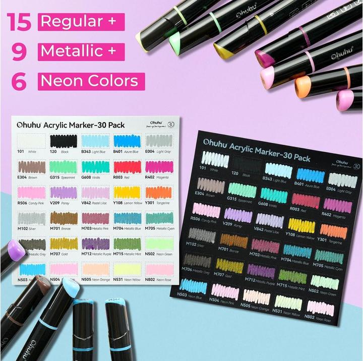 Immagine prodotto Ohuhu Marchio acrilico (30 pezzi) (Multicolore, 30 x)