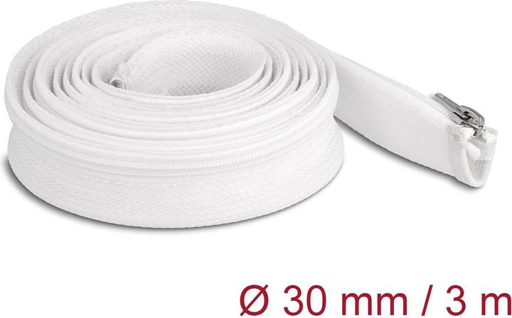 Actual product image Delock Braided hose with zipper heat resistant 3 m x 30 mm white (Cable conduit, 300 cm)