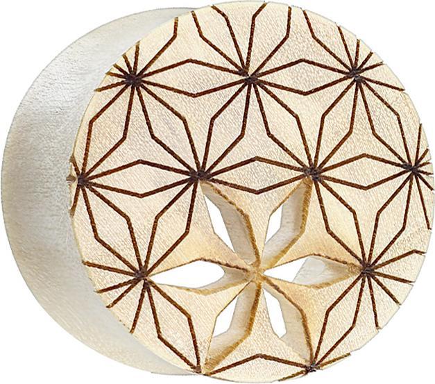 Immagine prodotto Star Piercing Tunnel svasato Fiore della Vita intagliato in legno di coccodrillo (senza ottone, Organico)