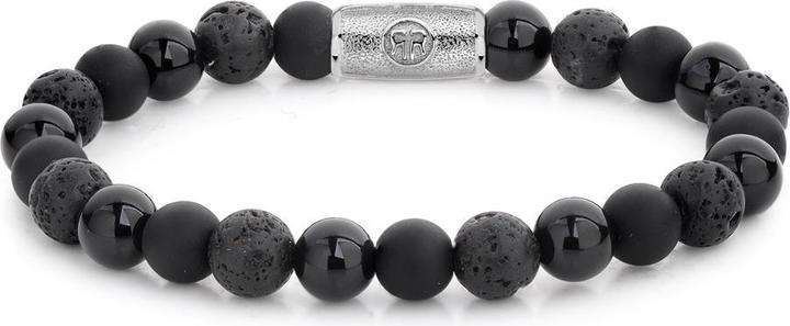 Immagine prodotto Rebel & Rose Bracciale di pietre solo rocce nere (19 cm, Acciaio inossidabile)
