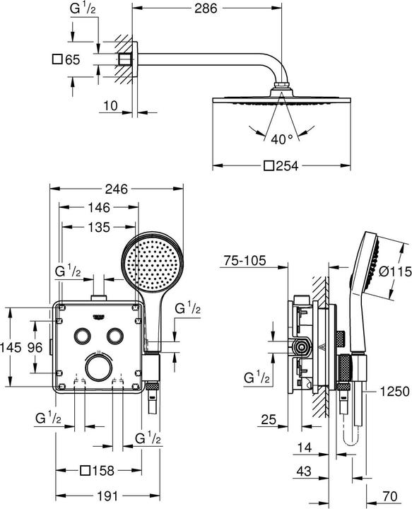 Actual product image Grohe Grohtherm SmartControl shower system UP