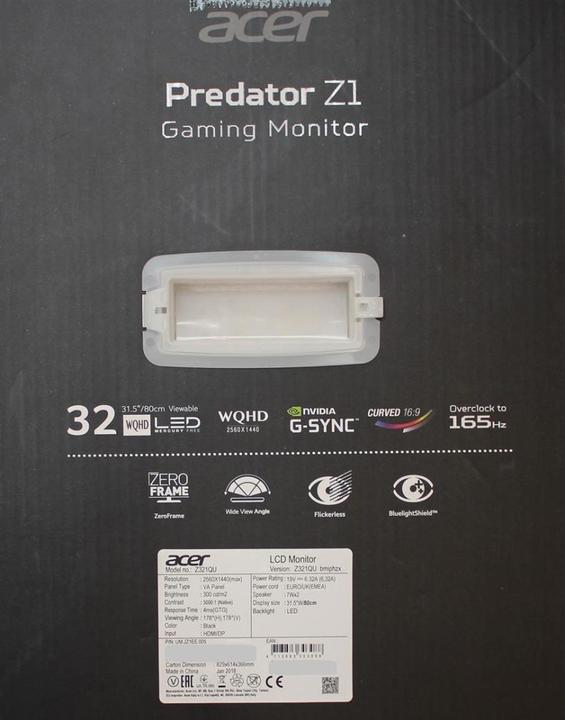 Actual product image Acer Predator Z1 Z321QU (2560 x 1440 pixels, 31.50")
