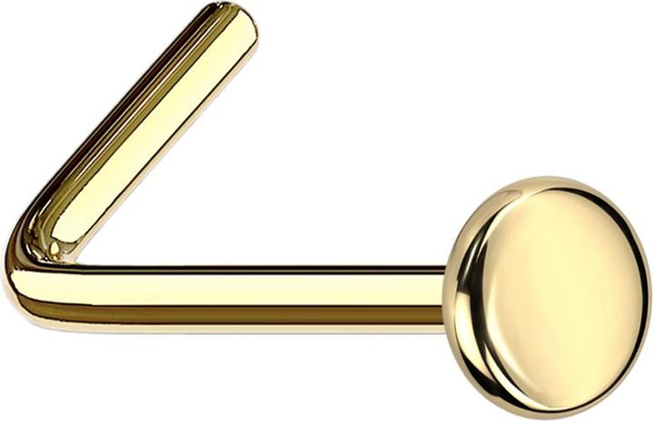 Star Piercing Nasenstecker gewinkelt vergoldet mit Teller (Titan G23, ohne Messing)