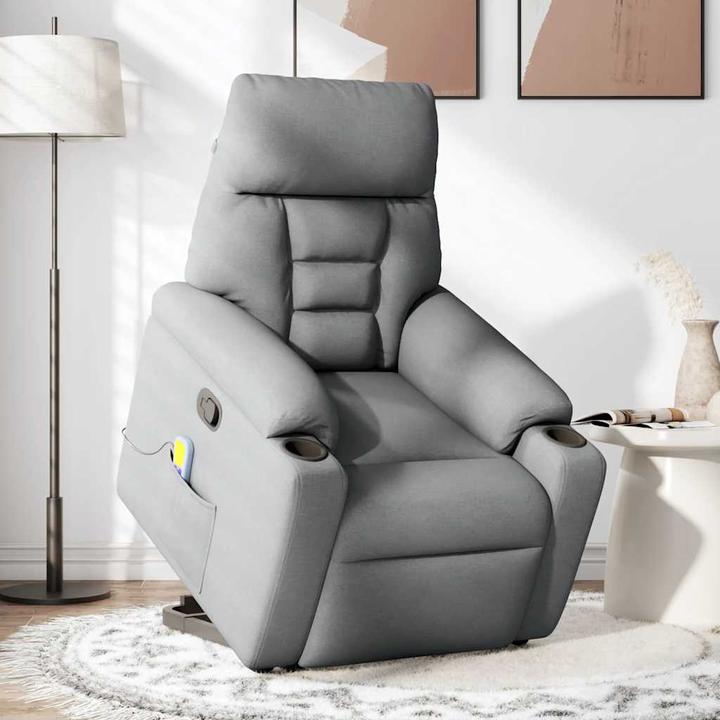 Actual product image VidaXL Massage chair with stand-up aid Light grey fabric