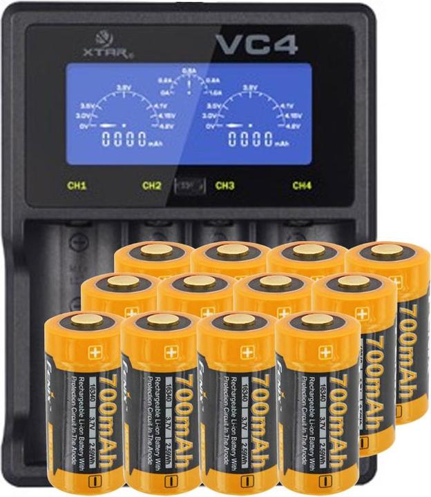 Actual product image Fenix LCD-Schnell-Ladegerät (1 pcs., CR123A, 700 mAh, Battery + charger)