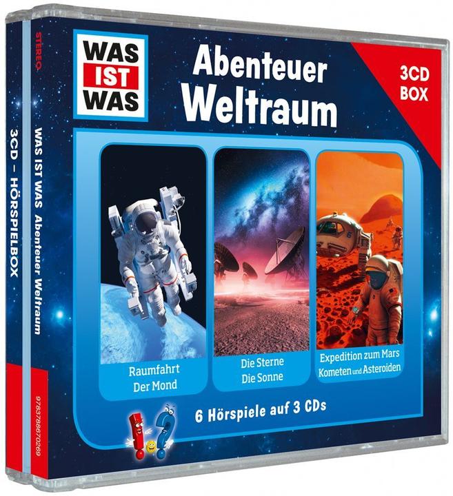 Actual product image Was Ist Was 3-Cd Hörspielbox Vol.6-Space (Kurt Haderer, Matthias Falk, Dr Manfred Baur, Anna Carlsson, Matthias Bauer, Jakob Riedl, Crock Krumbiegel, Guenther Illi, Jan Hameyer, Sebastian Hassler, German)