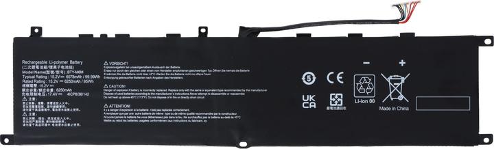 Produktbild AccuCell Akku passend für MSI GE66, GE66 Raider, Li-Polymer, 15,2V, 6250mAh, 95Wh (4 Zellen, 6250 mAh)
