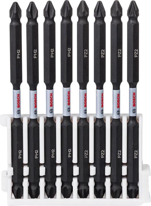 Bosch Professional Zubehör Doppelklingen Schrauberbit-Set Impact Control, 8-teilig, 4 x PH2, 4 x PZ2,110 mm (PZ2, PH2)