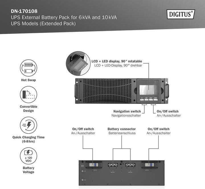 Actual product image Digitus Externer USV-Batteriepack für 6kVA- und 10kVA-USV-Modelle (Erweiterungsmodul)