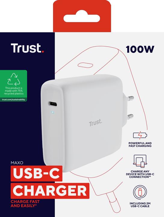 Actual product image Trust MAXO 100W USB-C CHARGER WHT (100 W)