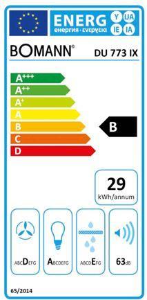 Energie-Label Bomann DU 773 IX Kopffreihaube LED (Wandhaube)