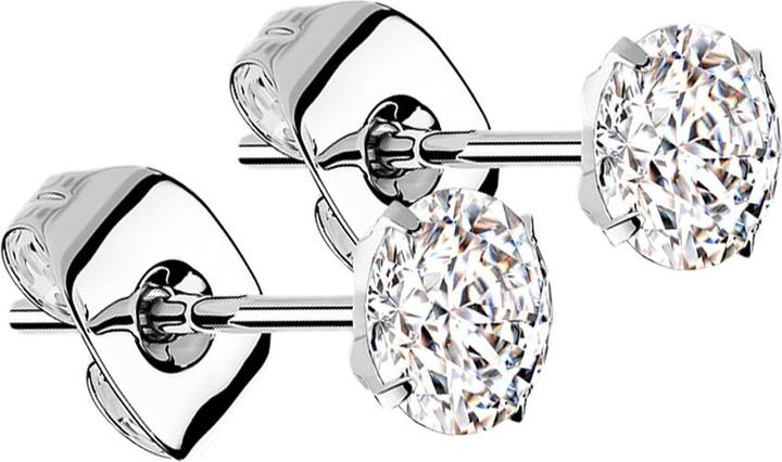 Star Piercing Ohrstecker silber runder Kristall silber (Titan G23, ohne Messing)