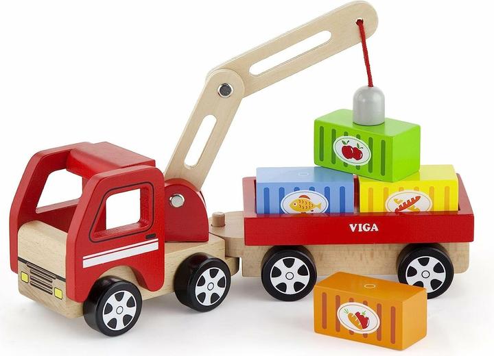 Actual product image Viga Toys Toys wooden crane with containers