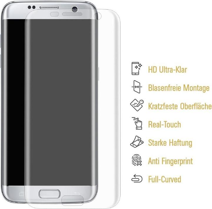 Produktbild Protectorking 2x Panzerfolie Anti-Shock Full Cover HD Klar (2 Stück, Samsung Galaxy S7 Edge)
