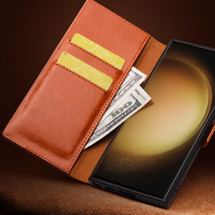 Actual product image QiAlino Cover Flip with Magnetic Closure Dark Brown (Samsung Galaxy S23+)