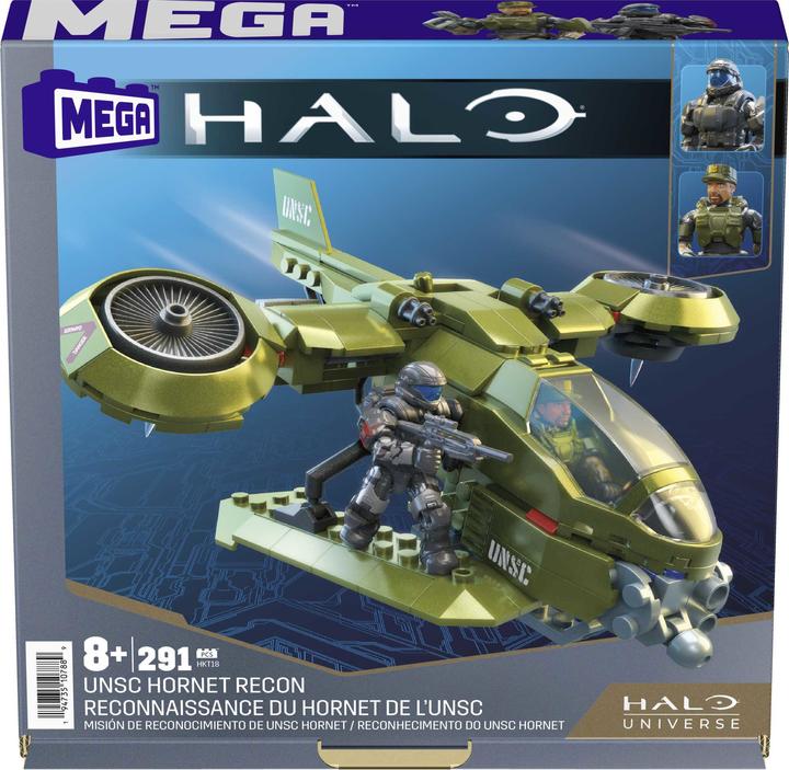 Actual product image Mega Halo Toy Vehicles Building Sets, UNSC Hornet Recon Aircraft with 4 Poseable, Collectable Micro