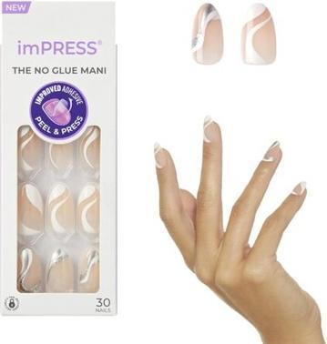 KISS No Glue Mani Press On Nails 'On My Mind' White Beige (Blanc Beige)