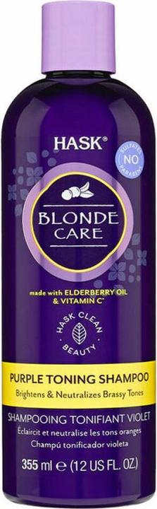 Actual product image Hask BLONDE CARE purple toning shampoo 355 ml (355 ml, Liquid shampoo)