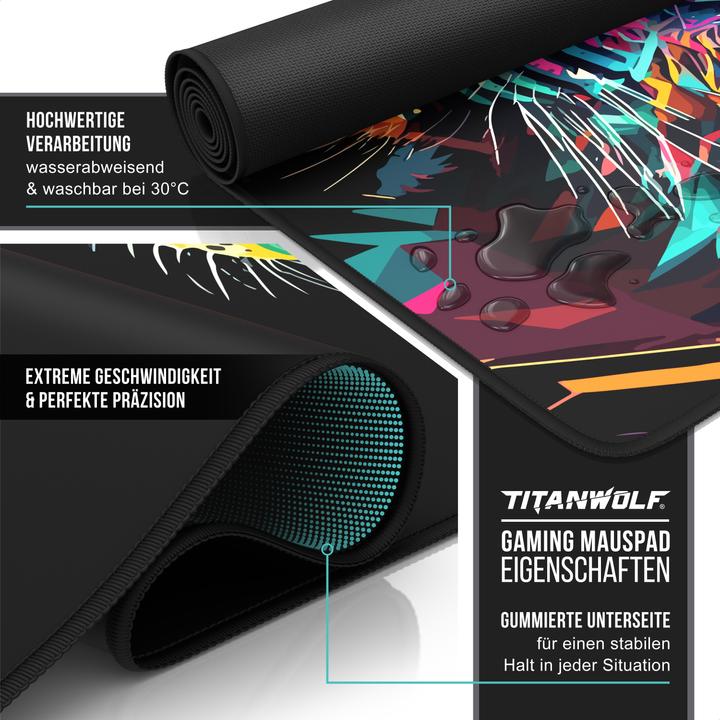 Actual product image Titanwolf Gaming Mouse Pad, 900 x 400mm XXL Speed Gaming Mouse Mat, Mousepad Extra Large Surface, Colour Tiger (XXL)