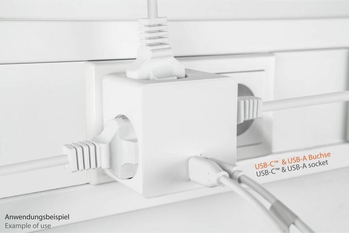 Actual product image Good Connections Kabelmeister socket cube 3x Schuko socket, USB-C (20W, PD3.0), USB-A, white (3 x, CEE 7/3)
