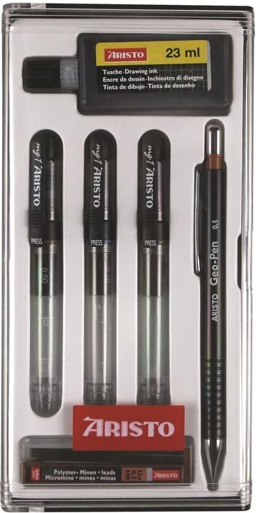 Image du produit Aristo Set de stylos à encre mg1 College Set 3 stylos 0,25/0,35/0,50mm (Transparent / Noir, 3 x)