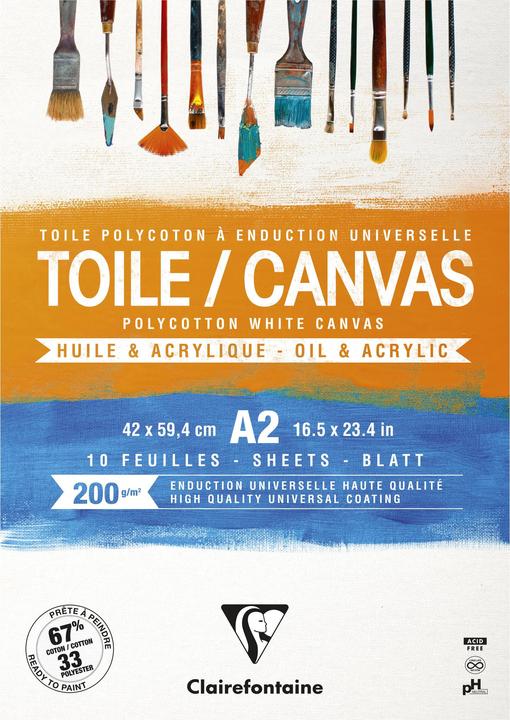 Image du produit Clairefontaine Toile à peindre Cosmos bloc collé 10F A2 200g - Blanc (200 g/m², 28 x)