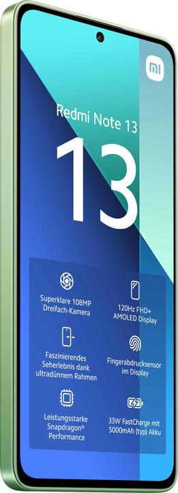 Produktbild Xiaomi Redmi Note 13 (128 GB, Mint Green, 6.67", Hybrid Dual SIM, 108 Mpx, 4G)