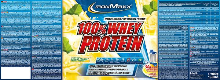 Immagine prodotto IronMaxx 100% proteine del siero di latte (Banana, Yogurt, 1 pz., 900 g)