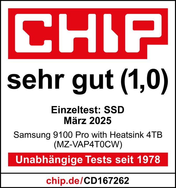 Actual product image Samsung 9100 Pro with heatsink (4000 GB, M.2 2280)