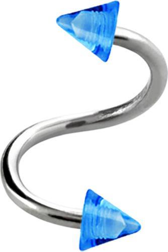 Produktbild Star Piercing Micro Spirale silber mit zwei Cones dunkelblau transparent (Chirurgenstahl 316L, ohne Messing, Acryl)