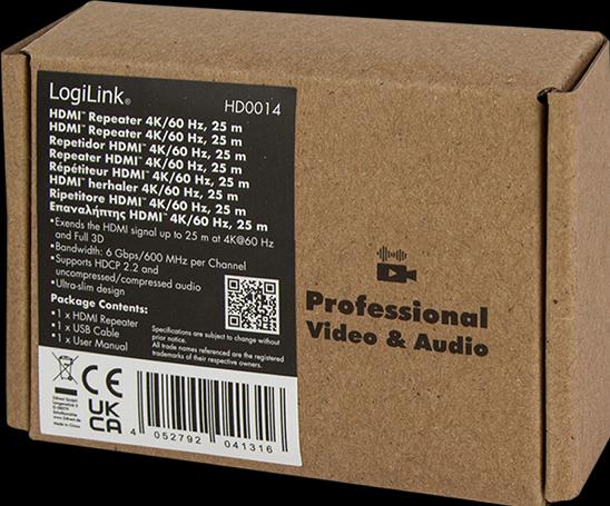 Actual product image LogiLink 4K HDMI Repeater, 25 m