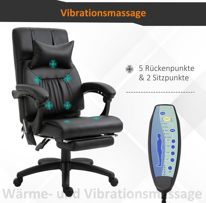 Produktbild Vinsetto Bürostuhl Massagesessel, zeitgenössisches Design, nüchtern und elegant
