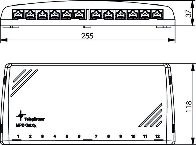 Immagine prodotto Telegärtner Mini distributore di rete Patch Panel 12 HS K Cat.6A, bianco alpino