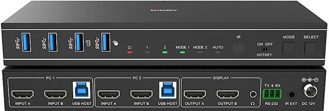 Produktbild Lindy 2 Port Dual Head HDMI 4K60,USB3.0 KVM Switch