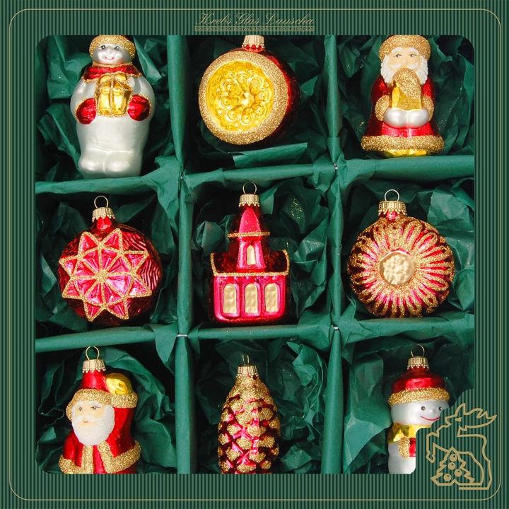 Immagine prodotto Krebs Glas Lauscha 9-teiliges Weihnachtsornamente-Set, 6-8 cm (9 -parte)